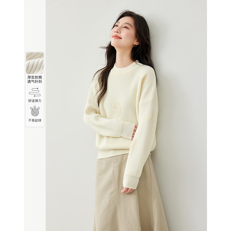 *软糯圆领毛衣女冬新款高级感内搭针织上衣气质显瘦72575/73081