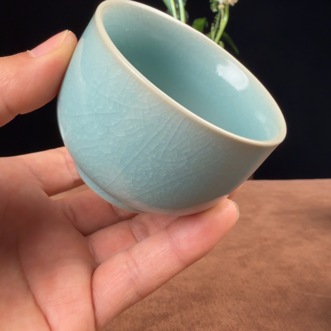 杯子瓷汝瓷小冰花罗汉杯