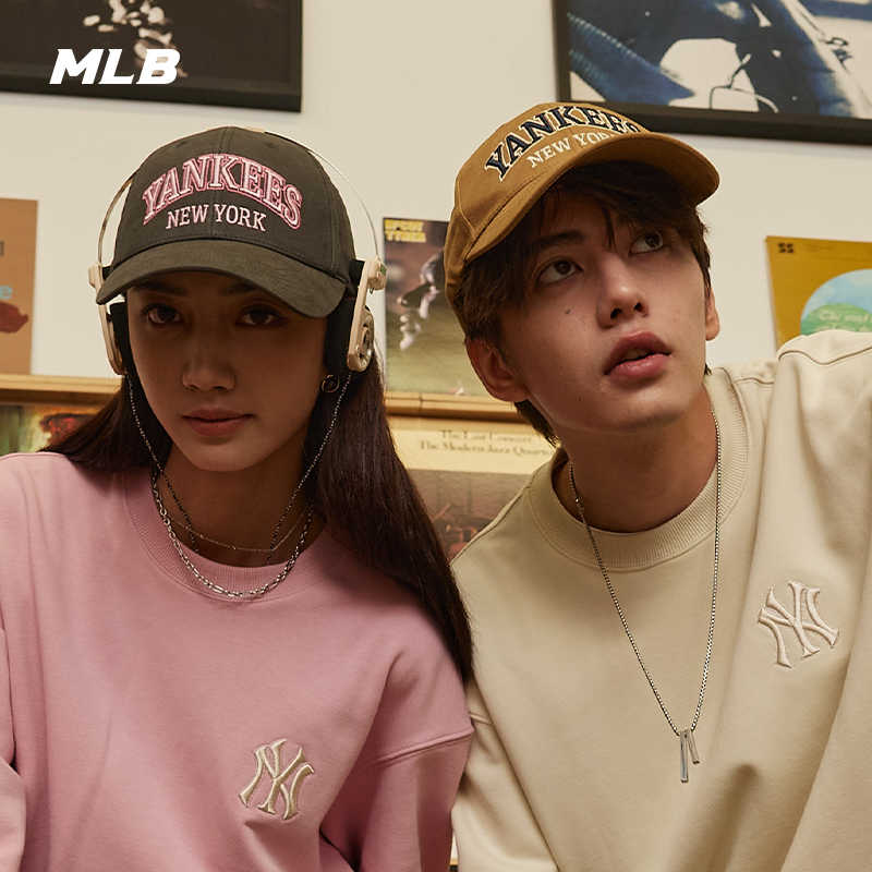 MLB官方男女情侣撞色字母遮阳帽流光风硬顶棒球帽25秋季新款CPV28