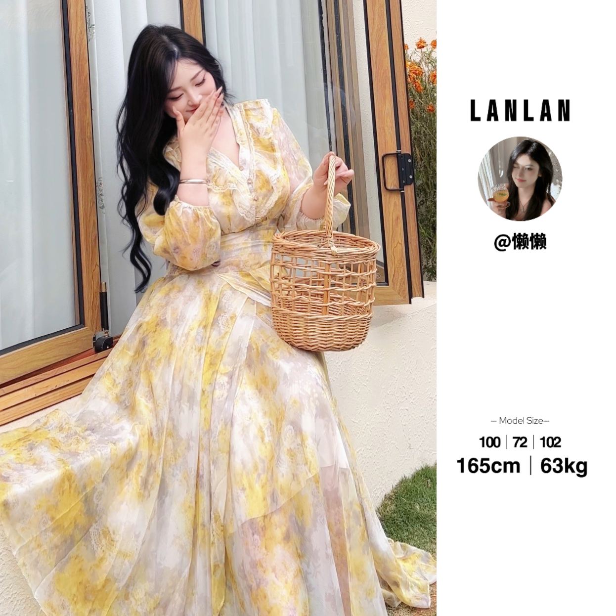 Lanlan-【繁花浪漫】甜美气质碎花收腰连衣裙发箍氛围感显瘦长裙