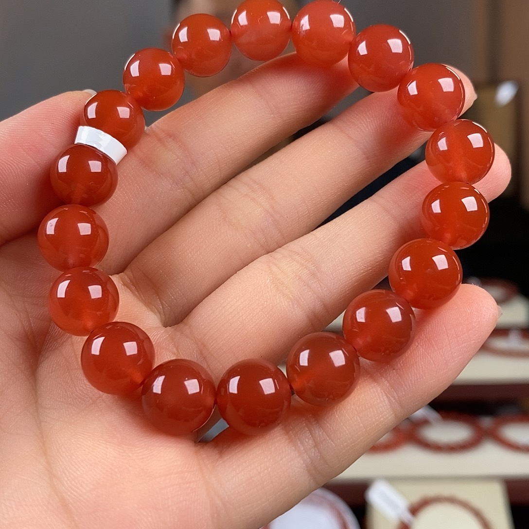 南红玛瑙未镶嵌手串原矿10.5mm 特价冰红保山