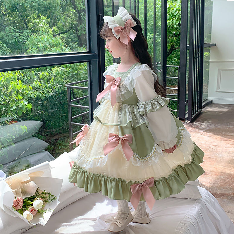女童秋装长袖洛丽塔公主裙宝宝可爱甜美洋气连衣裙儿童网纱生日裙