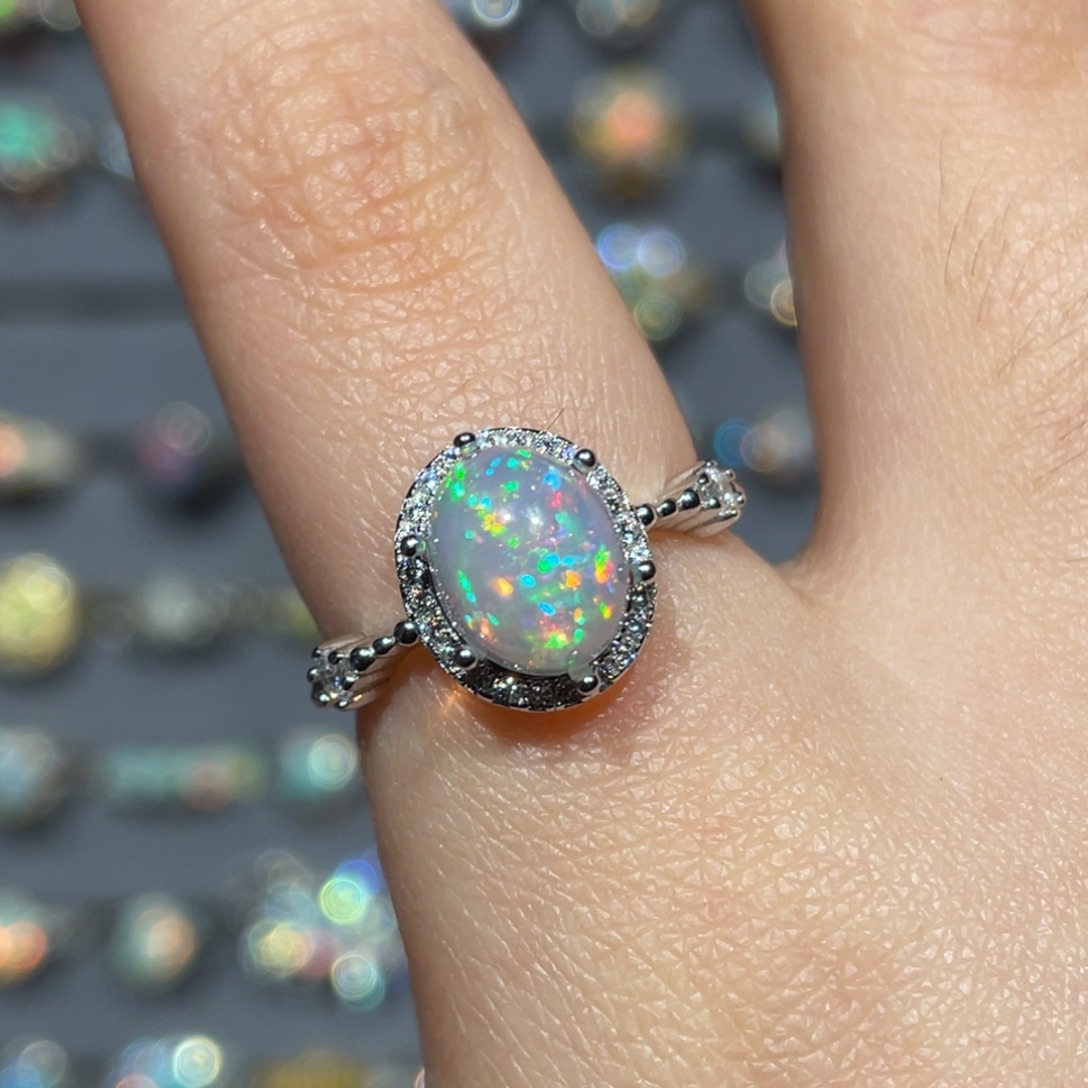 欧泊银S925镶嵌欧泊戒指