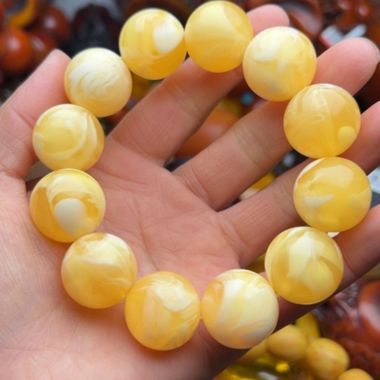 琥珀（花珀）手串未镶嵌蜜蜡