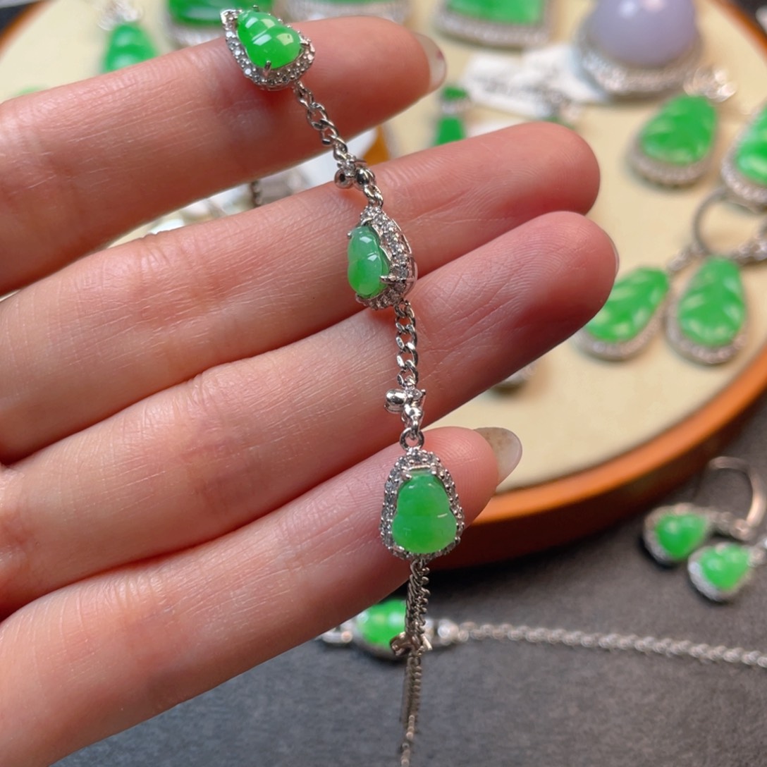 翡翠吊坠(不含链)银S925镶嵌手链