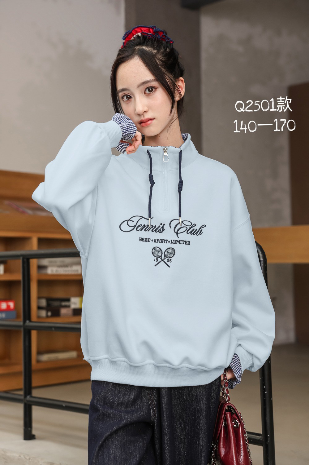 2025秋款中大童女童韩版时尚休闲针织卫衣