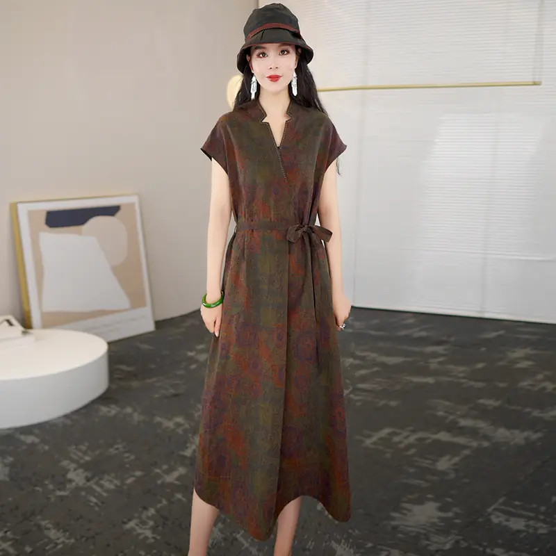 2025夏季时尚浪漫大牌杭州真丝连衣裙女气质妈妈桑蚕丝裙子