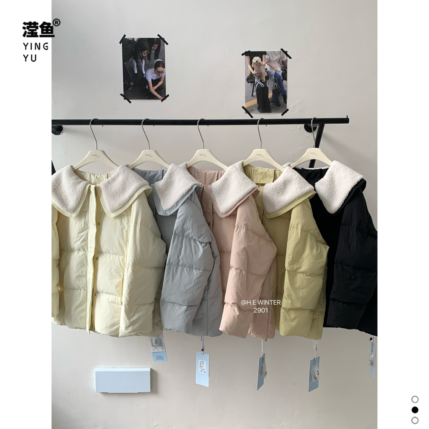 HE 2901大码秋冬新款娃娃领短款外套女宽松显瘦百搭洋气上衣棉衣