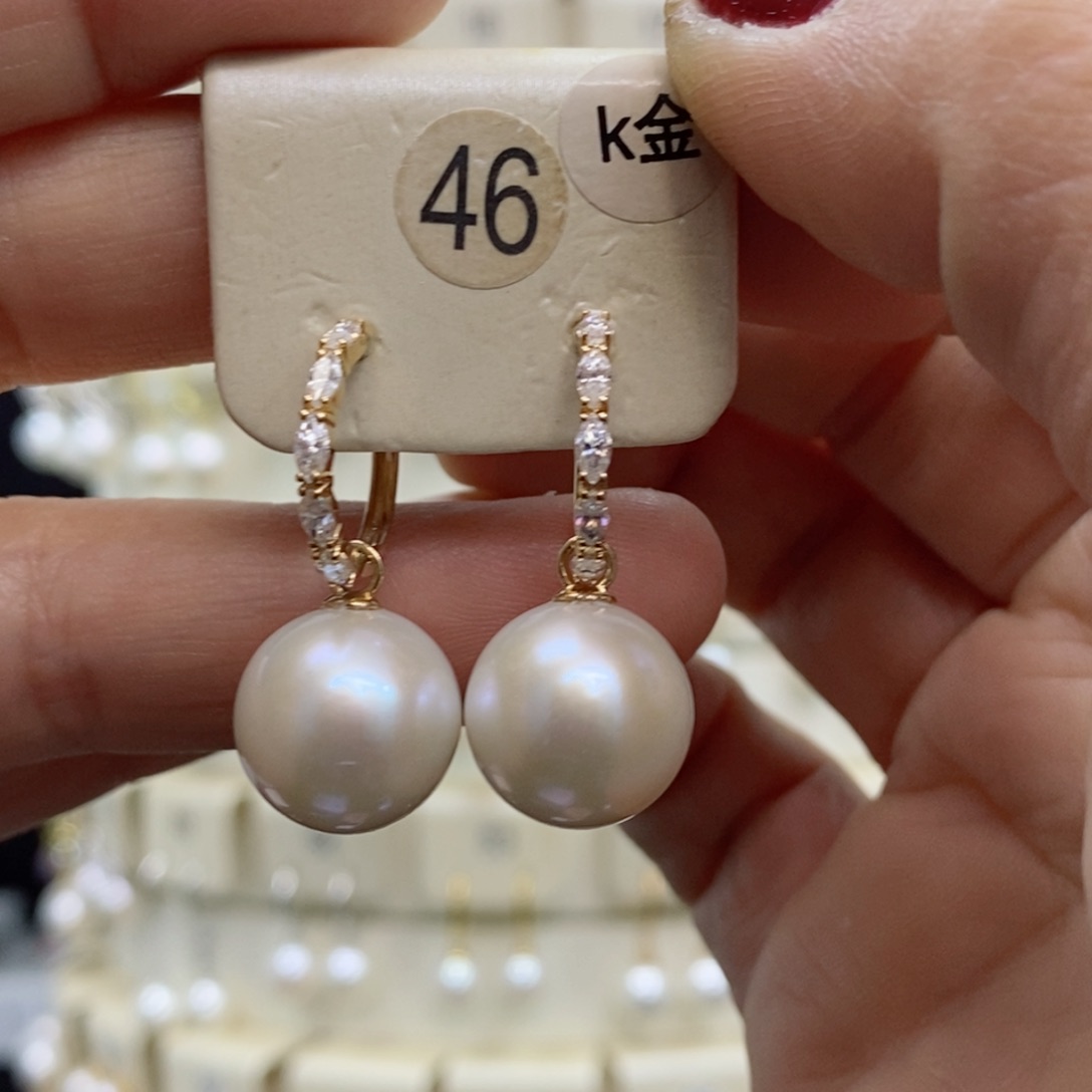淡水珍珠耳饰18K金镶嵌