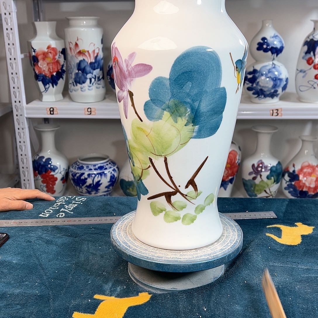 摆件景德镇陶瓷大鱼鸟