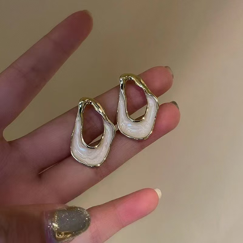 非金属树脂耳饰 女拼色少女风小众经典简约素款复古时尚饰品