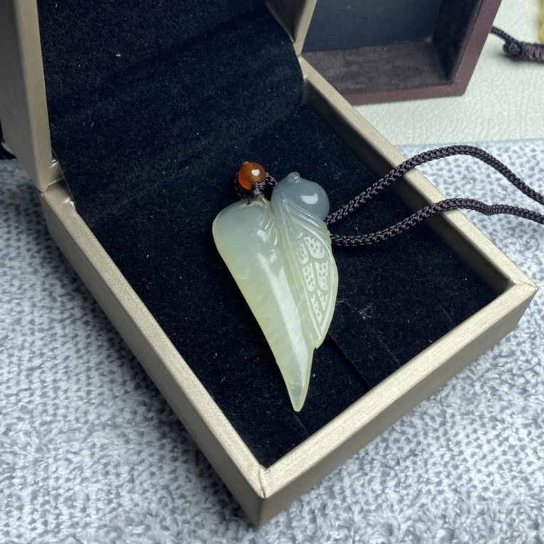 水墨风吊坠 岫玉纯手工制作