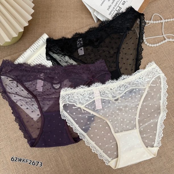 兰花草 法式纯欲蕾丝网纱低腰透气亲肤防夹臀性感女士三角内裤