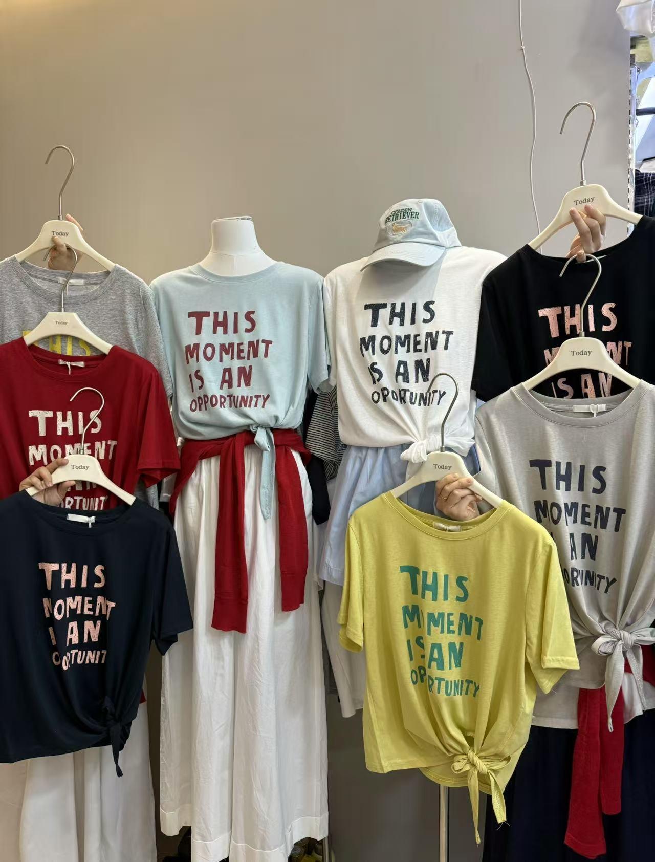 粉丝福利today家高品质雪花棉绑带字母短袖女1393