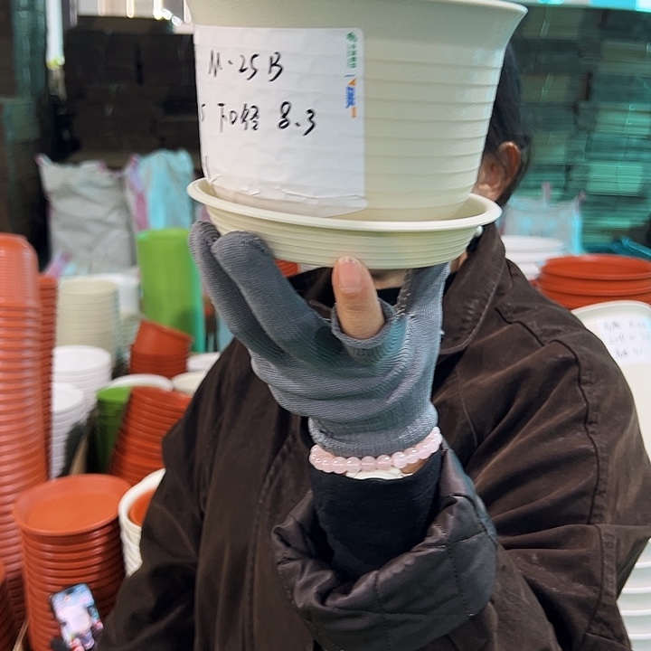 正品矮陶口15高11米色带托10个