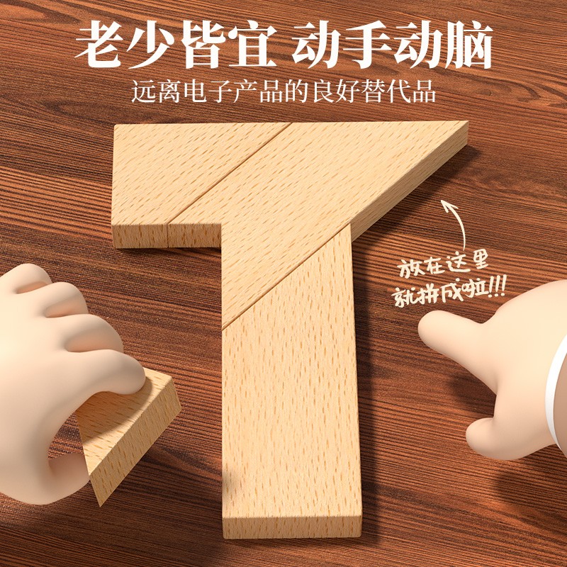 【 智力挑战益智100关】益智木质拼图教具平面几何益智寒假益智动脑