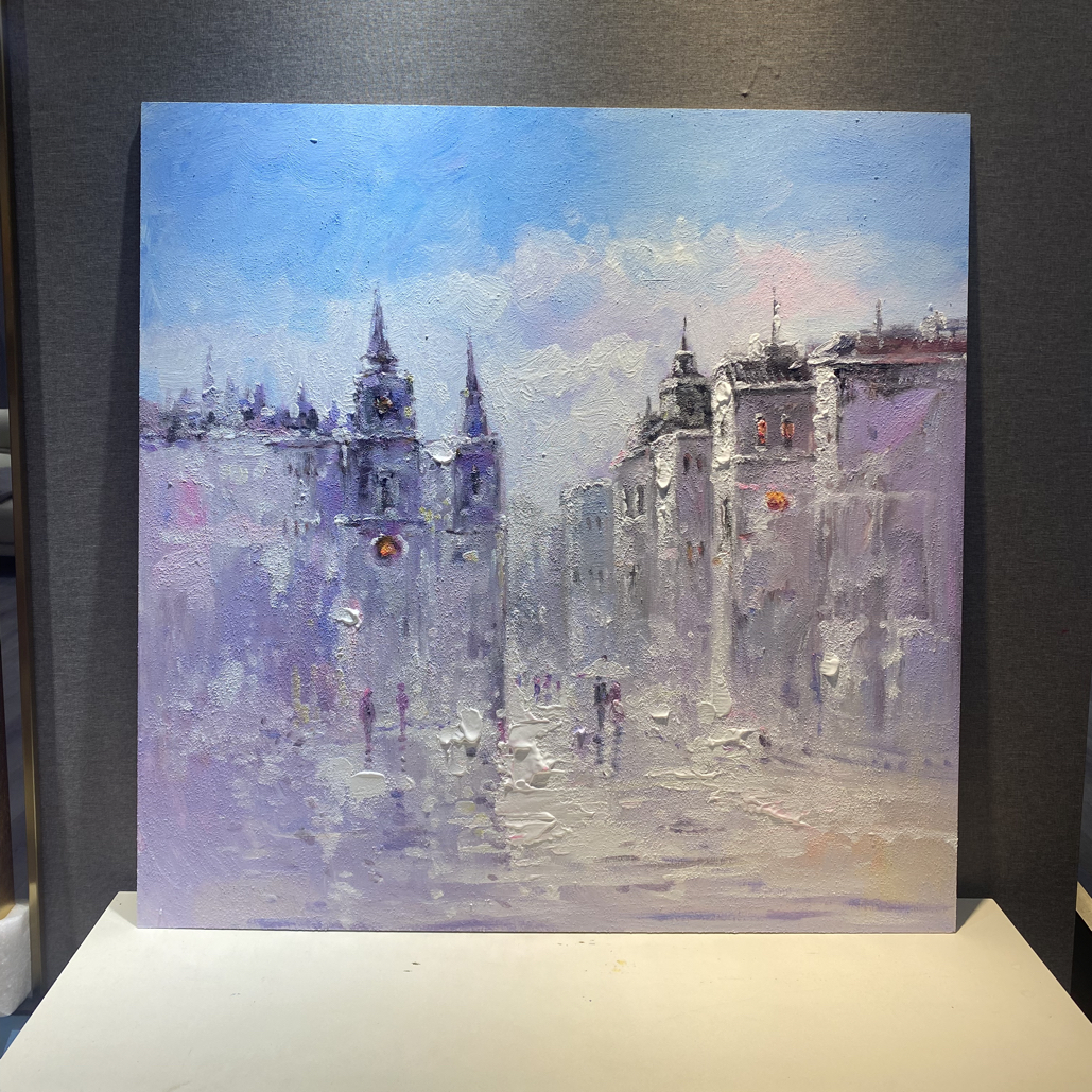 （抽象街景）纯手绘油画装饰画入户走廊玄关挂画