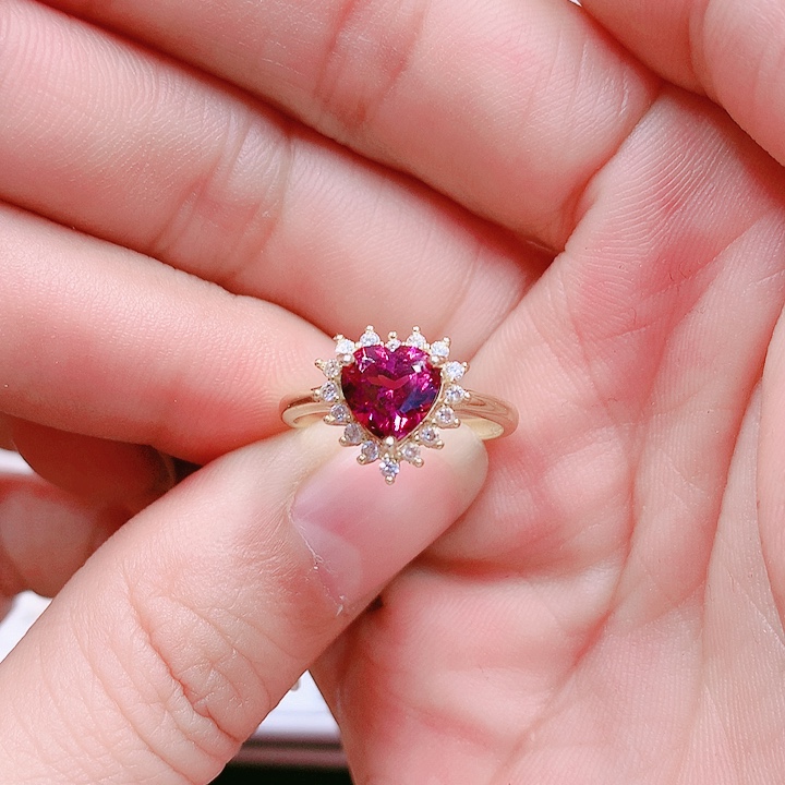 石榴石戒指银S925镶嵌7✖️7