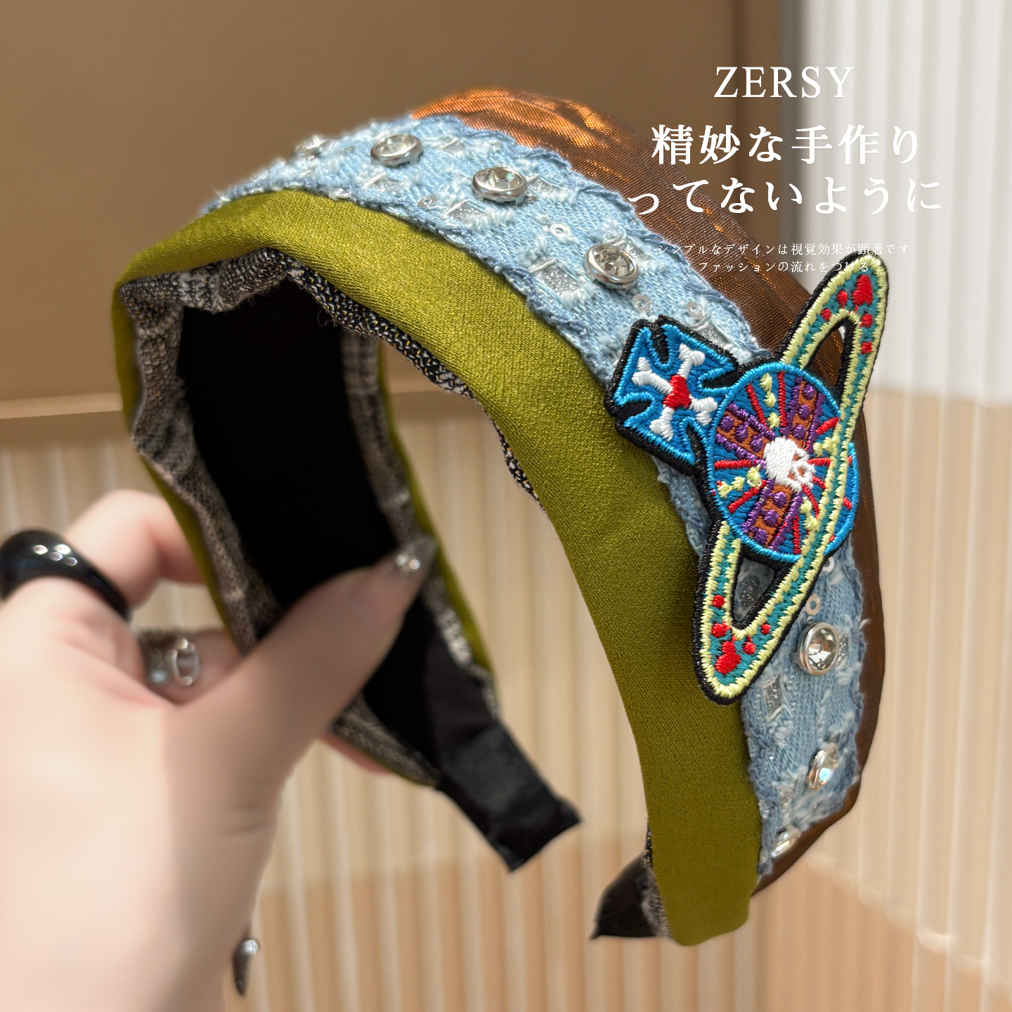 宽边撞色星球水钻发箍女款高级感洋气时尚发卡日常外戴遮白发头箍