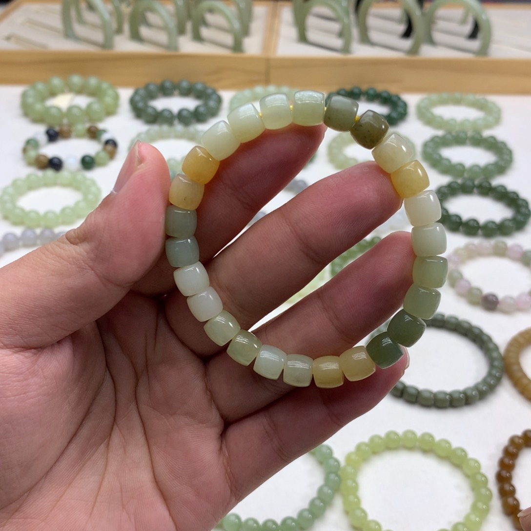 和田玉手串（直切多宝8）未镶嵌