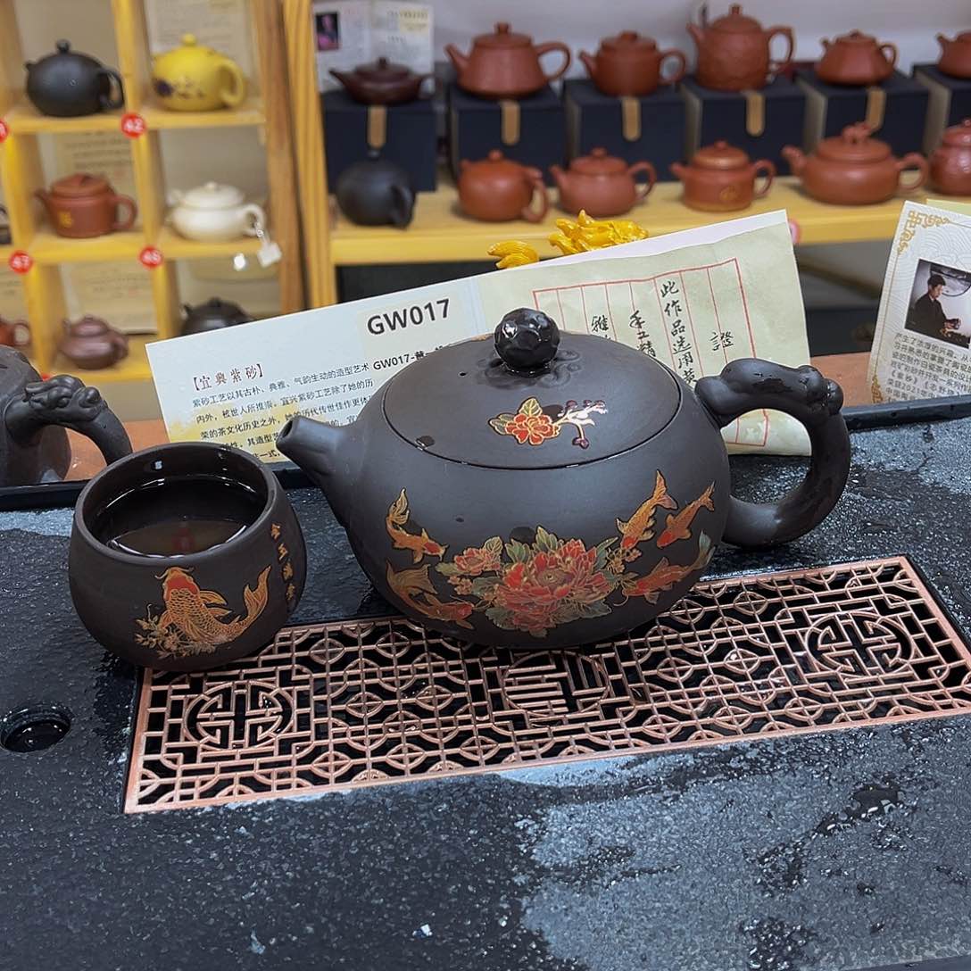 紫砂茶案紫砂壶500cc4杯