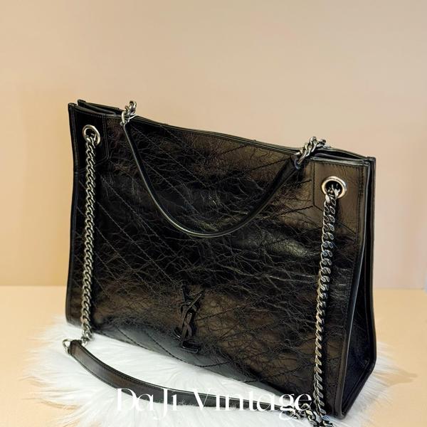 大吉中古/ysl圣罗兰shopping bag黑银niki单肩包