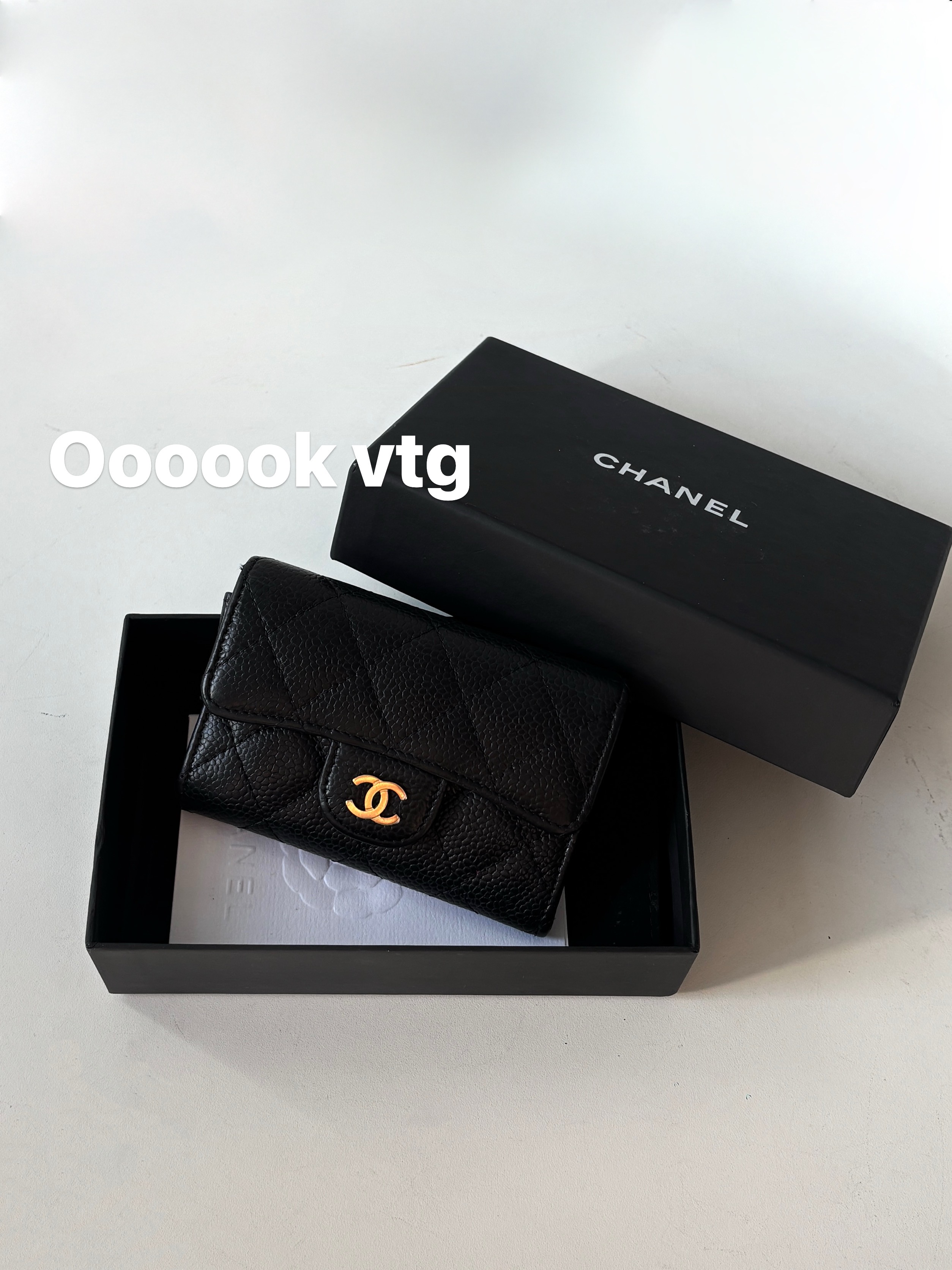 95新 Chanel/香奈儿 CS6470 Chanel/香奈儿 黑金鱼子酱卡包