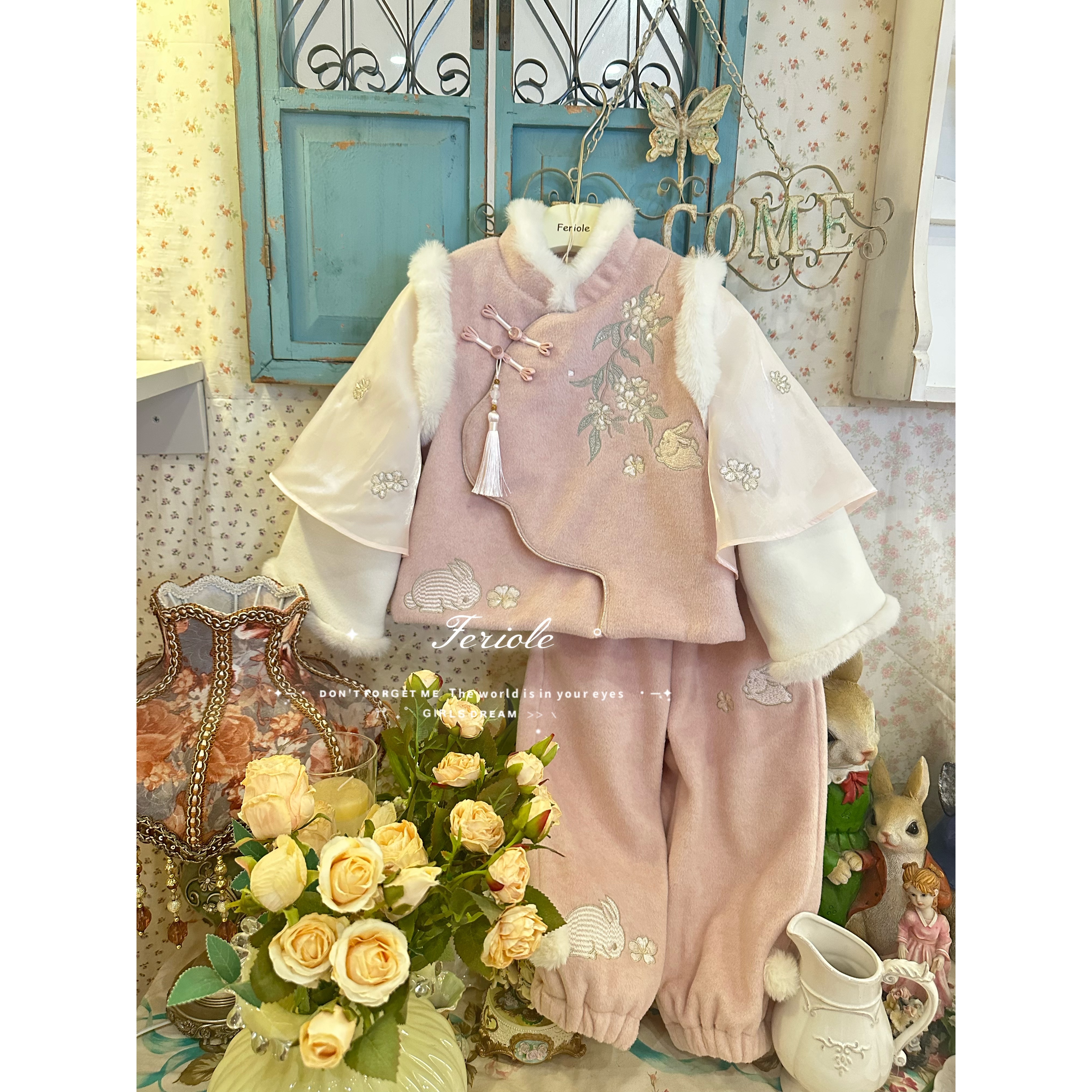 【主播超爱款】FLL·25冬~新中式刺绣兔子两件套53939（童装汉服）汉服