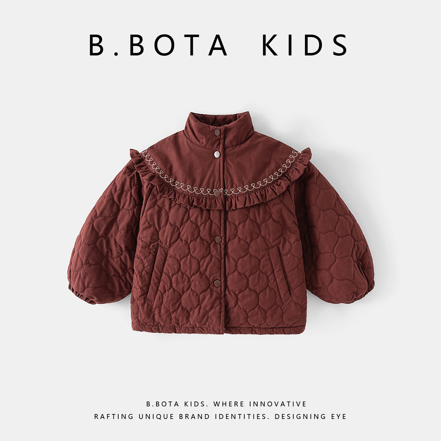 〖姐姐家〗2025冬款儿童休闲立领刺绣女宝宝棉服外套-26766