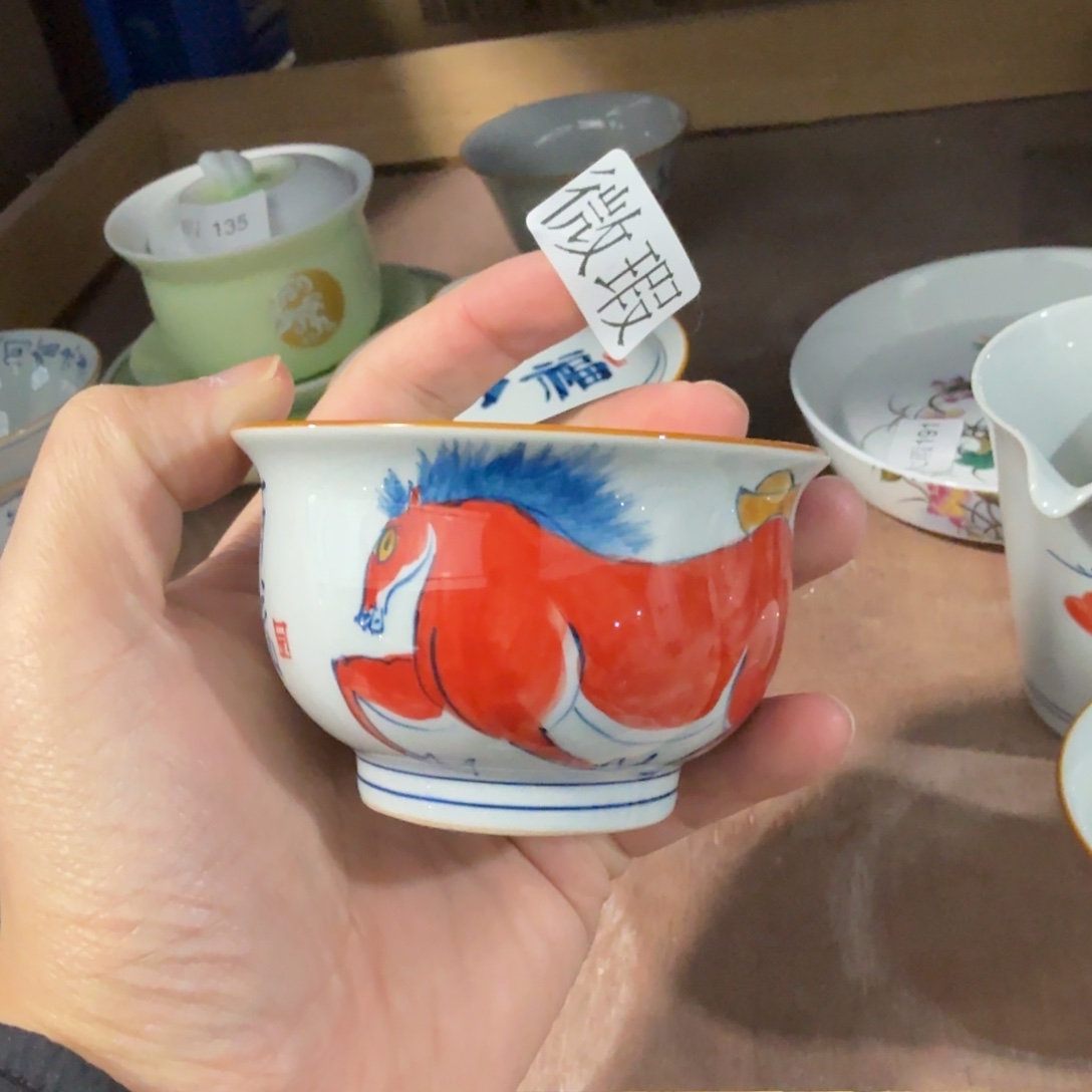 釉下手绘茶具微瑕