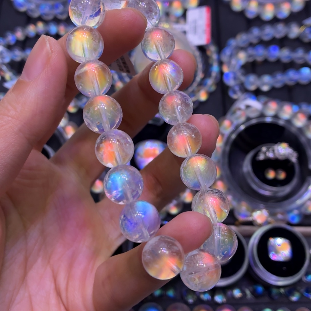 月光石未镶嵌手链马岛彩月精穿10.8mm