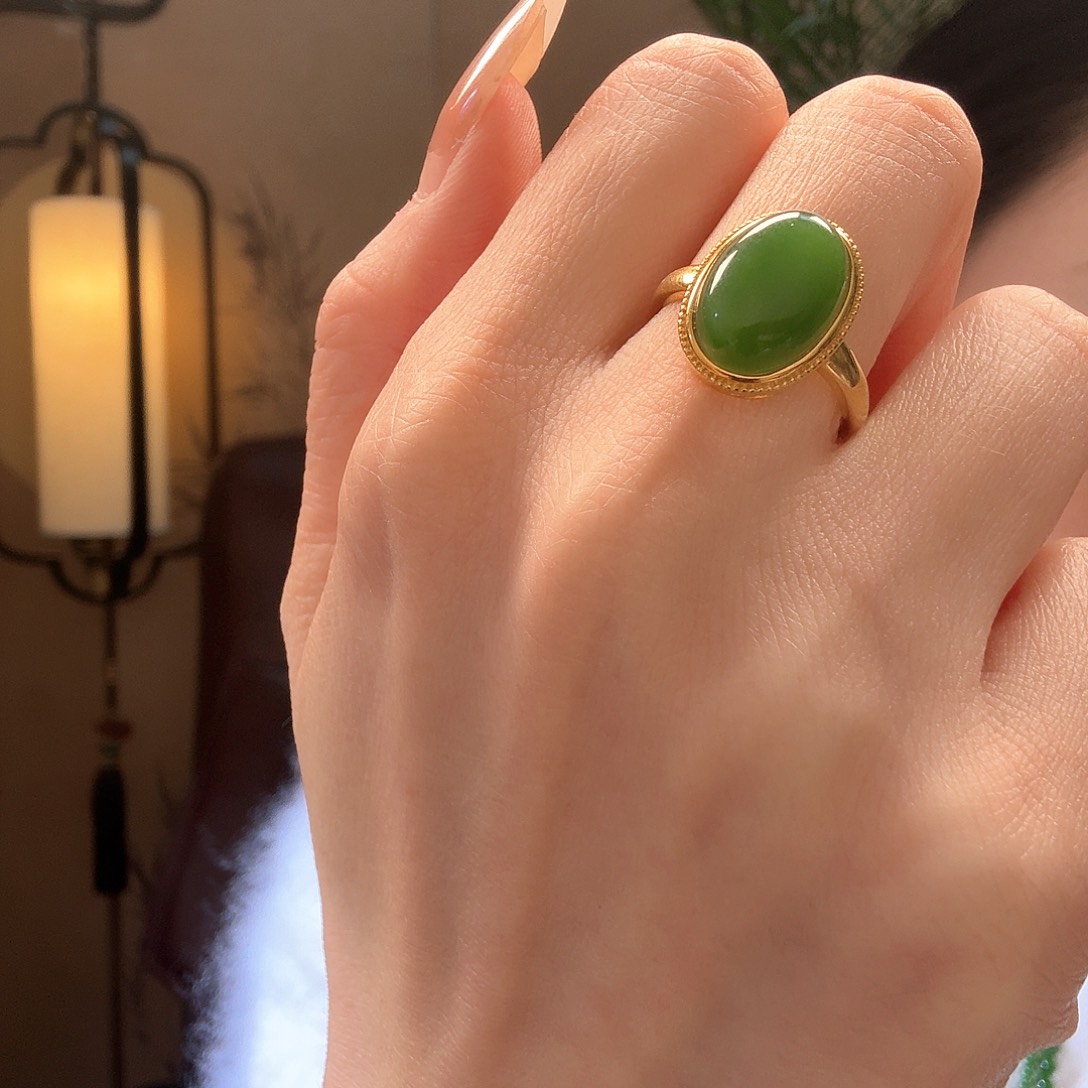 和田玉戒指银S925镶嵌