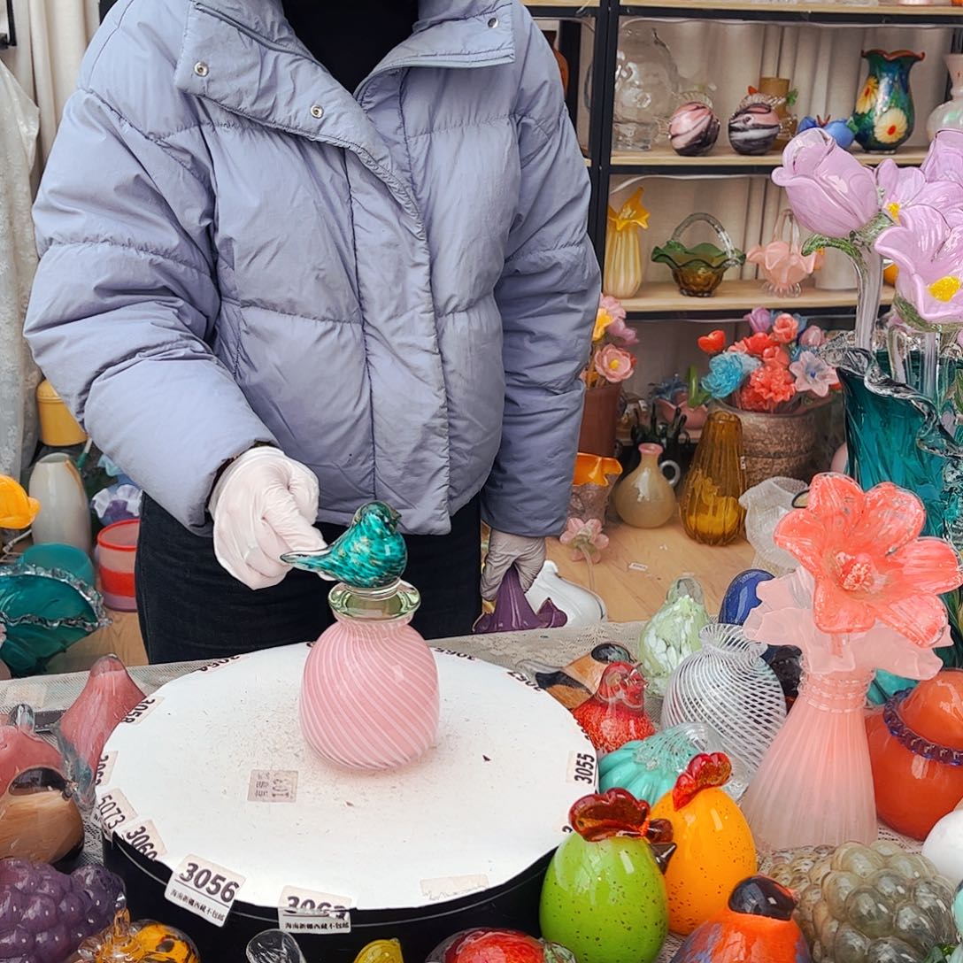 一套 1鸟塞1瓶福利家悦琉璃工艺品