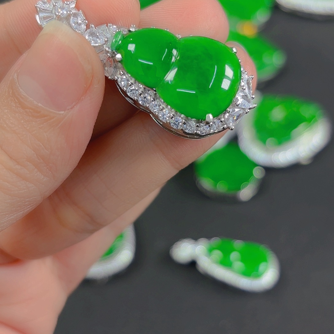 翡翠银S925镶嵌吊坠(不含链)