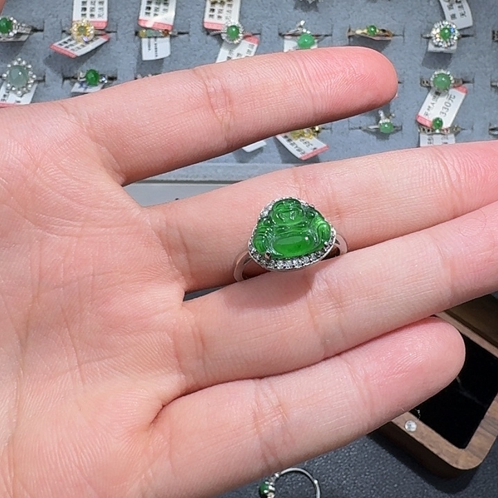 翡翠戒指银S925镶嵌jkkkm