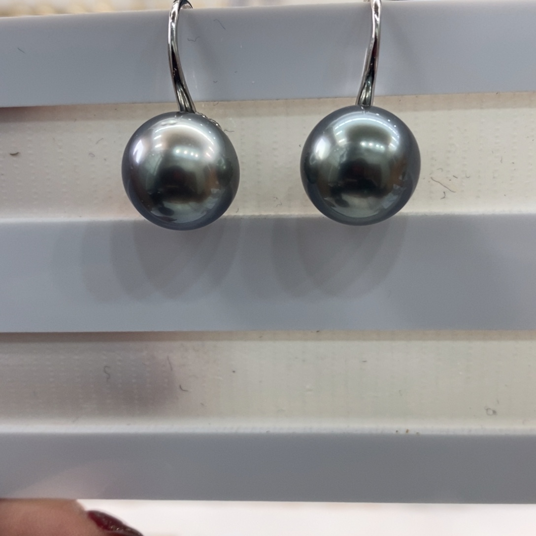 海水珍珠耳饰银S925镶嵌12-13m m