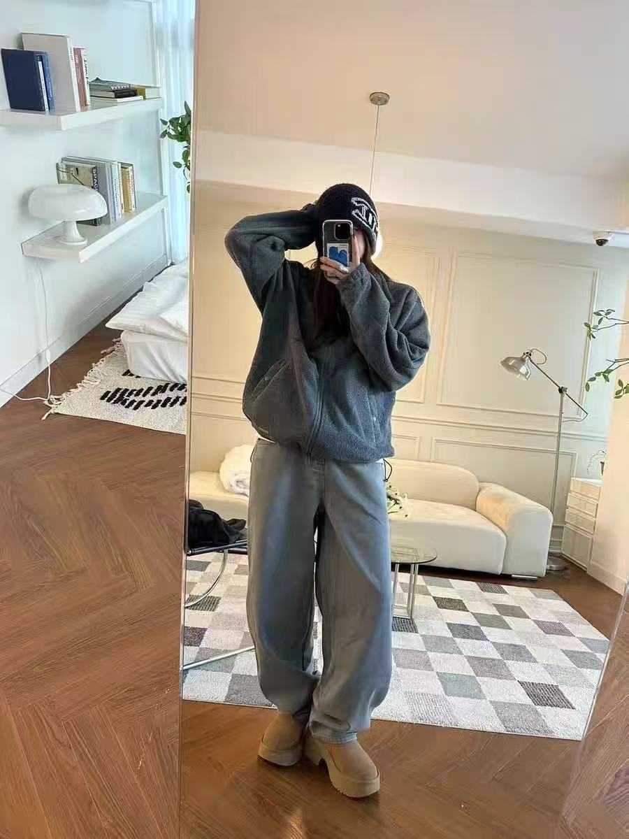 Tug韩国东大门2025新款慵懒风宽松摇粒绒拉链外套秋冬保暖