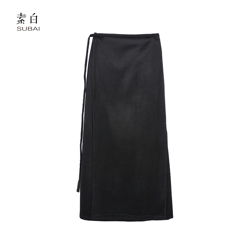 素白新品上新【绒宝】Q02212羊绒羊毛黑色简约加厚保暖百搭裹裙