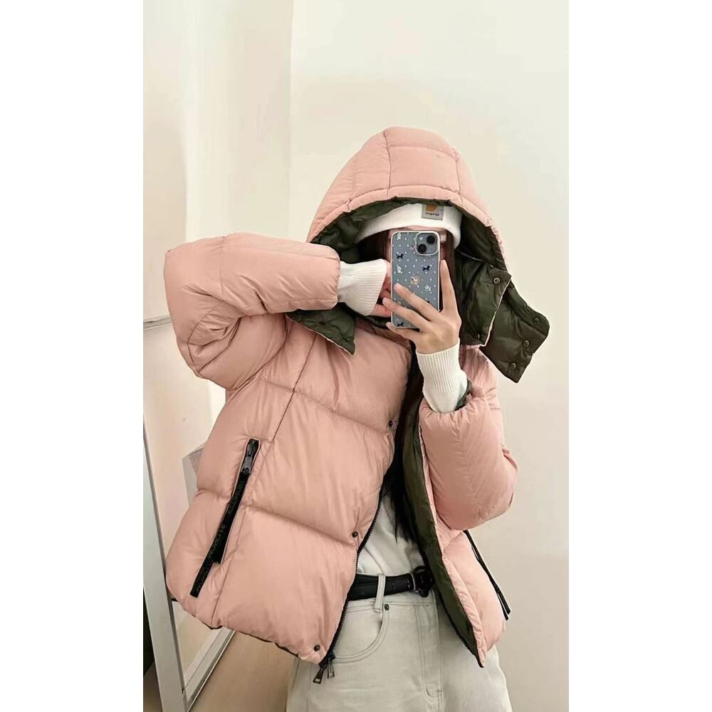 未使用 MONCLER Parana 连帽长袖羽绒 粉绿/0