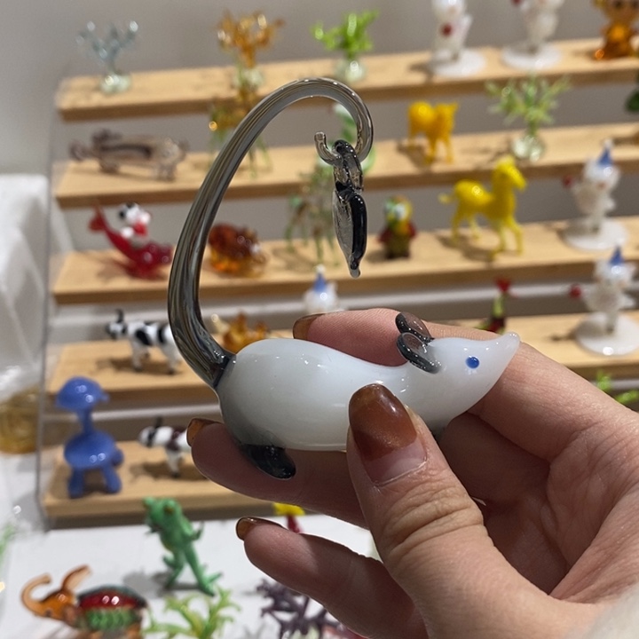 琉璃手工艺品琉璃挂心老鼠