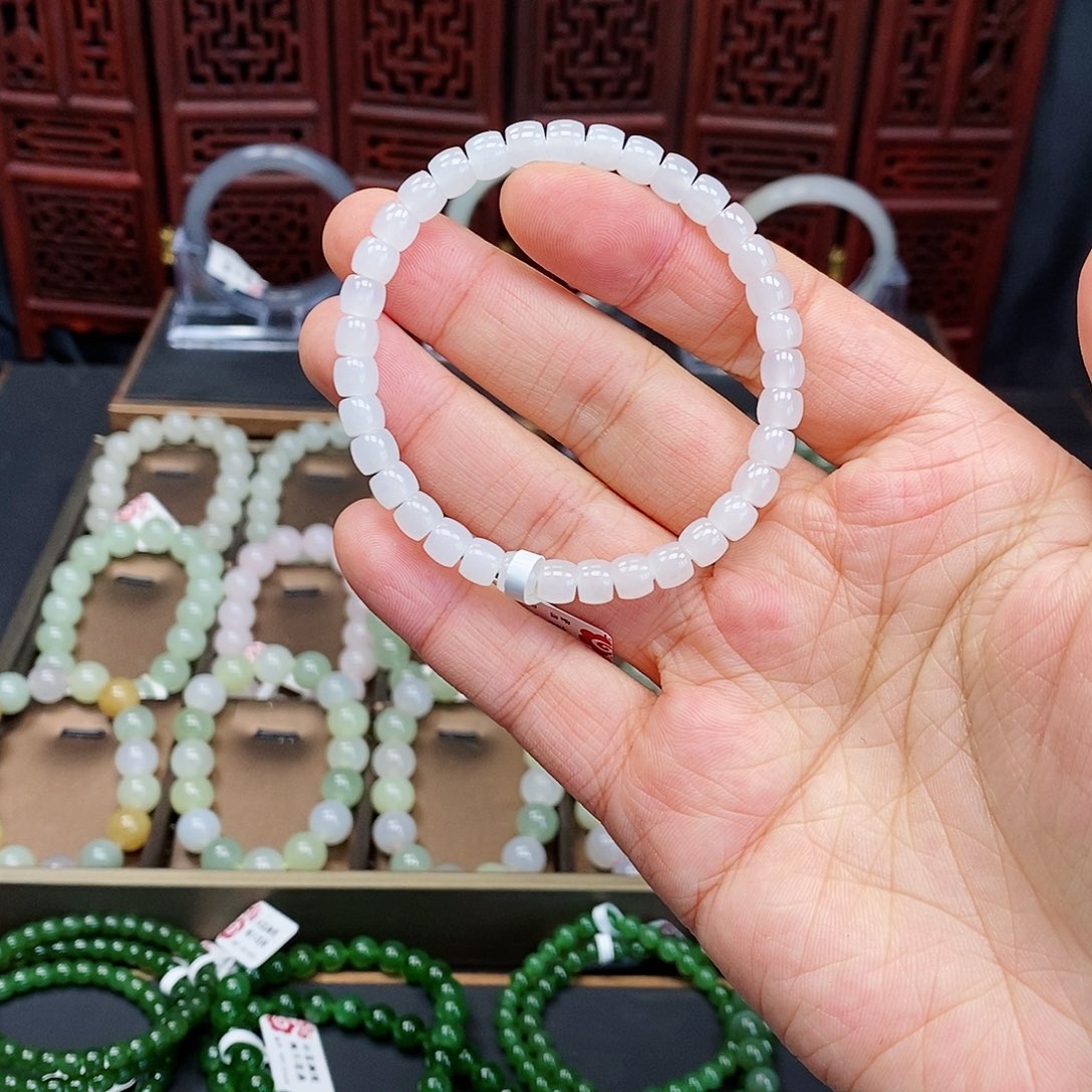 和田玉手串未镶嵌白玉7