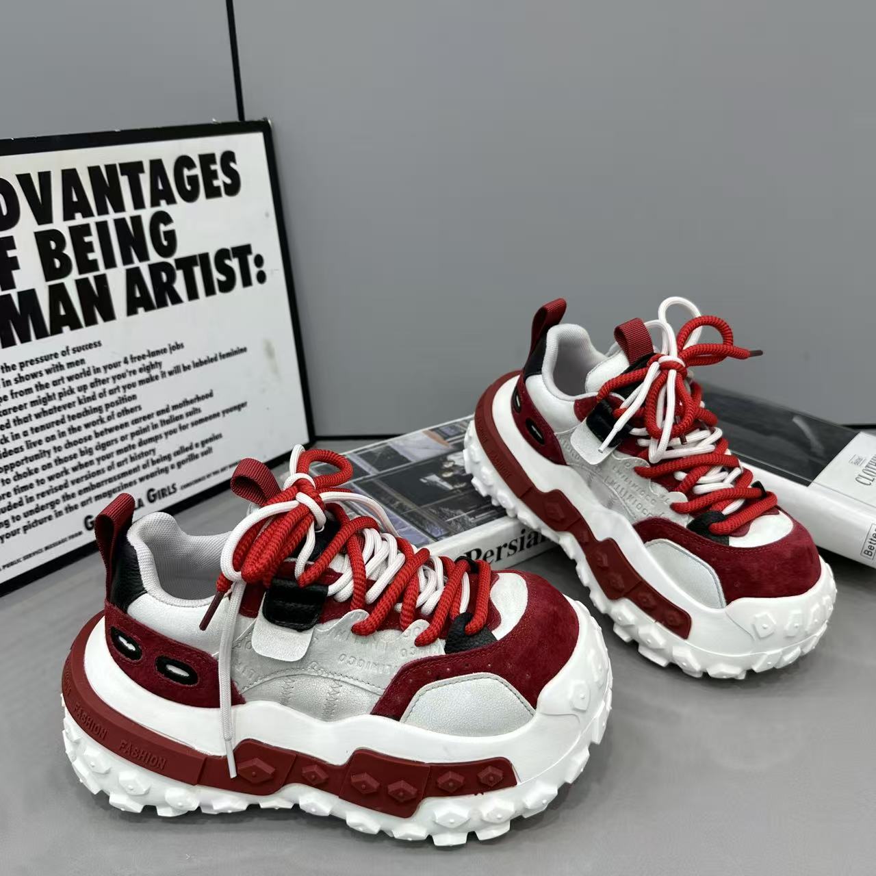 【栗】【加绒/单里】2025冬季加绒厚底复古老爹鞋女运动时尚休闲女鞋