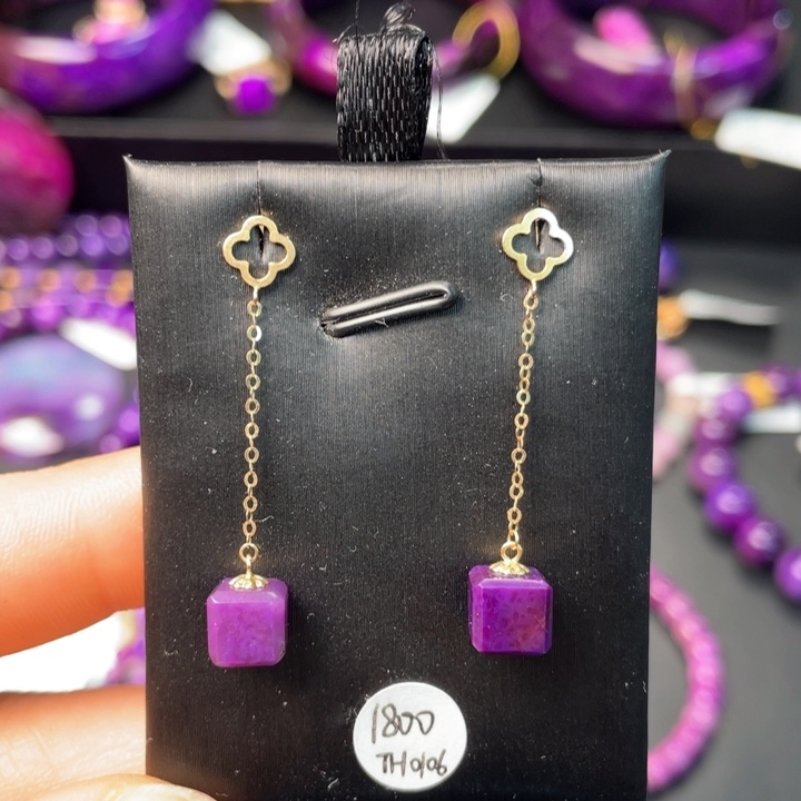 苏纪石（舒俱来）耳坠18K金镶嵌