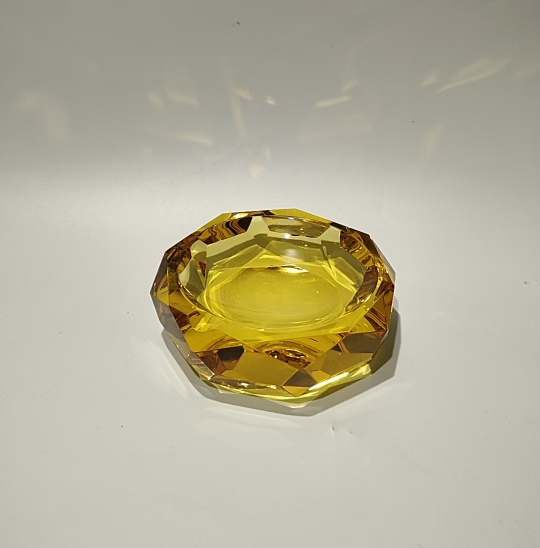 仓一艺术空间【金色水晶烟缸】轻奢中式美式意式水晶琉璃艺术摆件