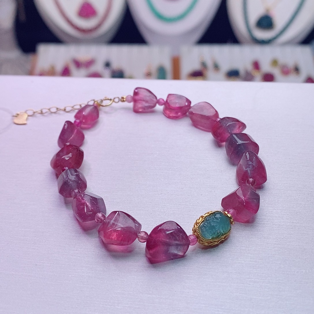 碧玺手链18K金镶嵌碧玺手链