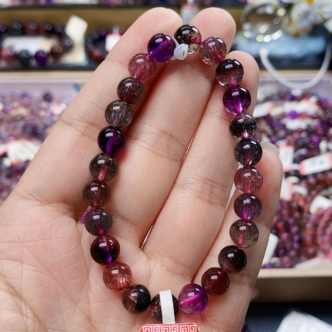 未镶嵌手链水晶8黑加仑超七H335