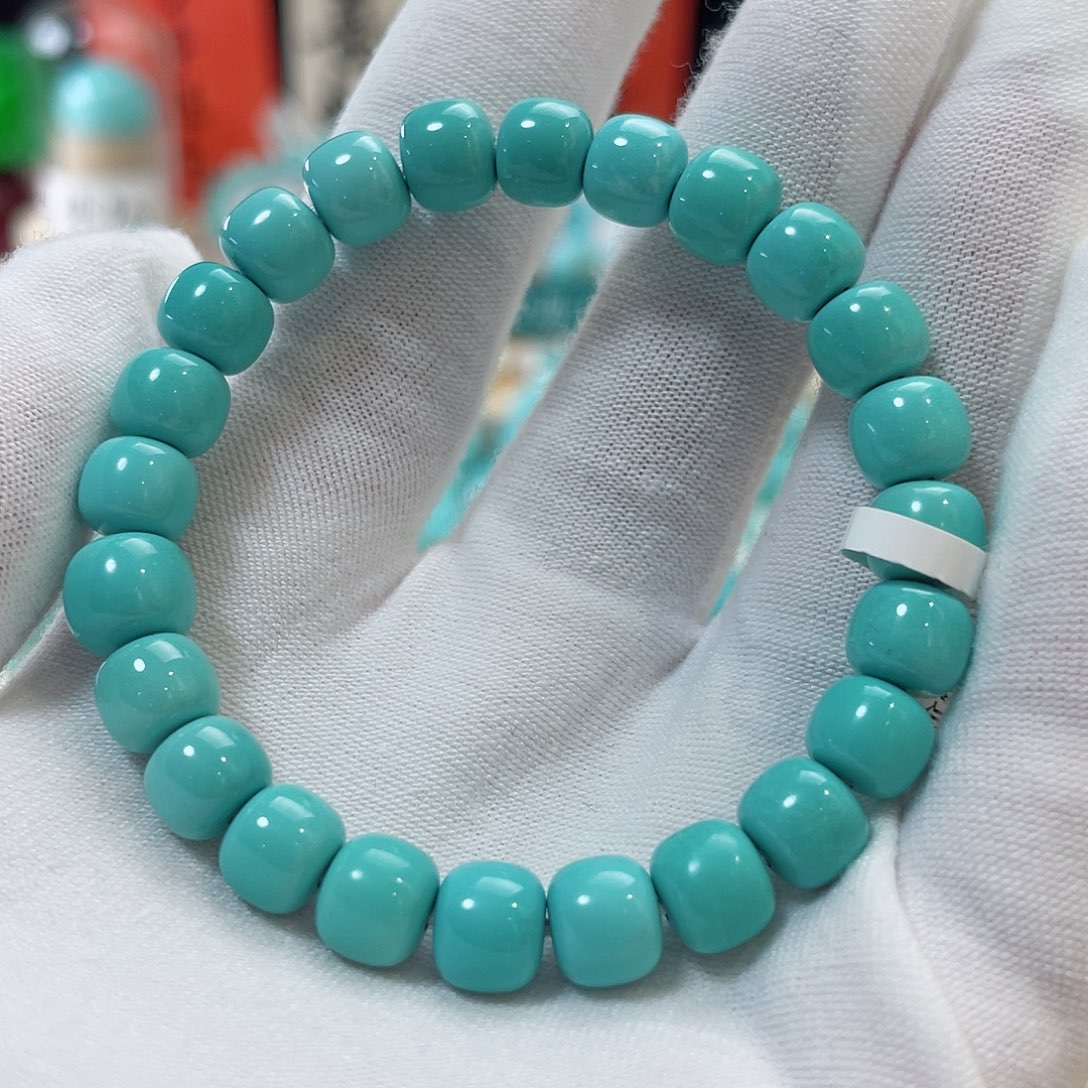 绿松石珠宝奇石未镶嵌尺寸7.6圈口14.5