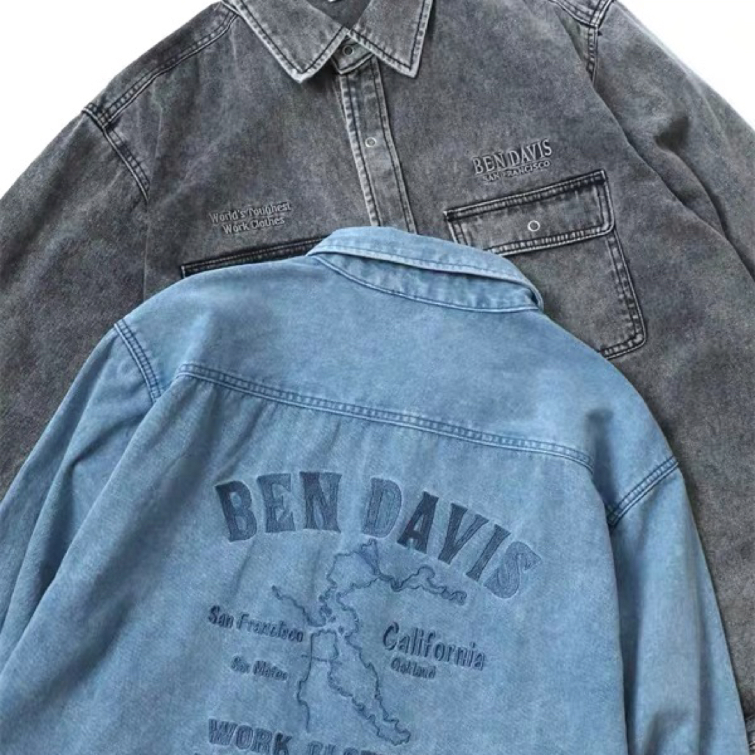 【5折，不退货】Ben Davis复古牛仔衬衫水洗刺绣长袖上衣重磅