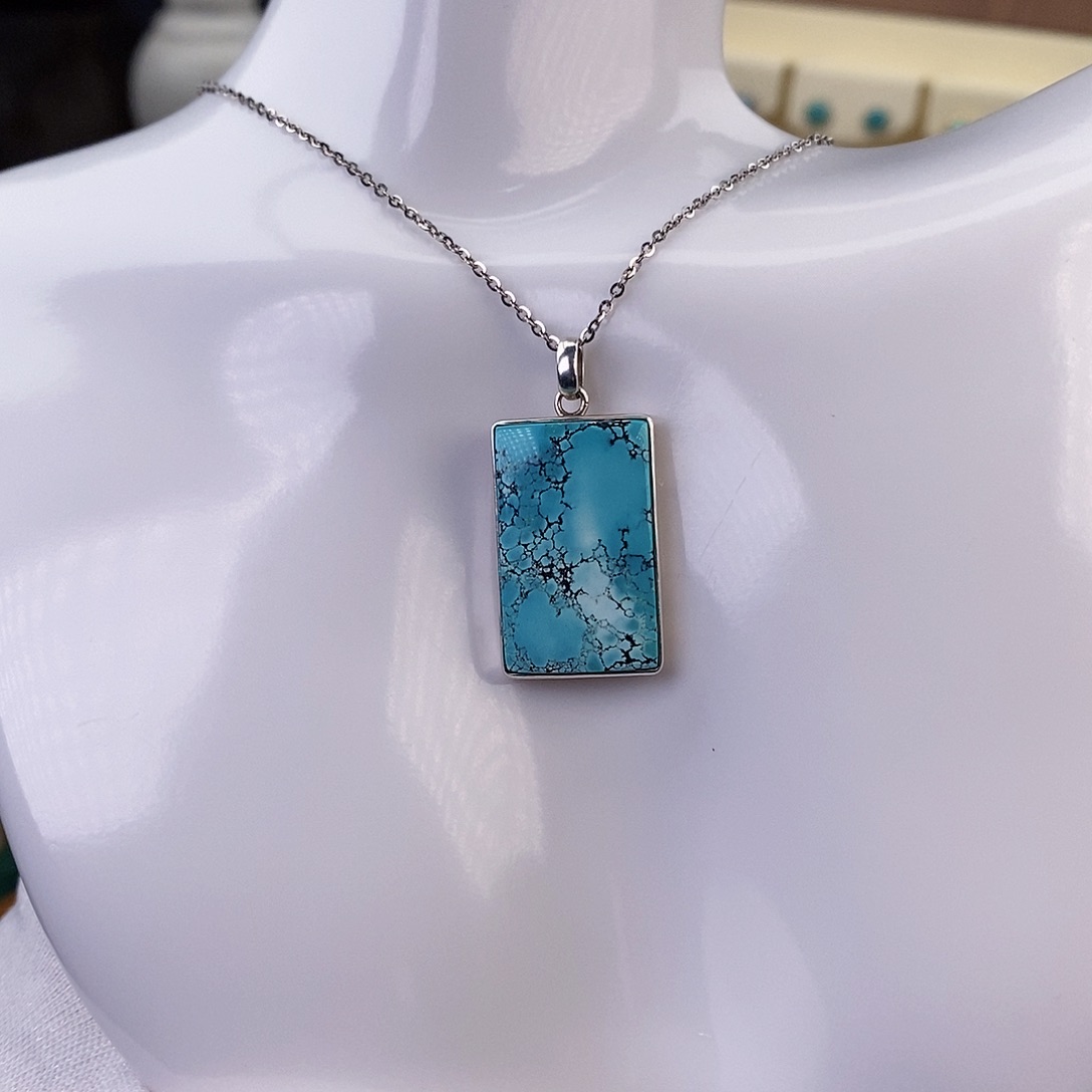 绿松石颈饰银S925镶嵌