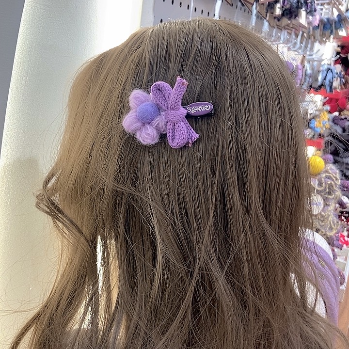 布艺铁合金紫色花鸭夹